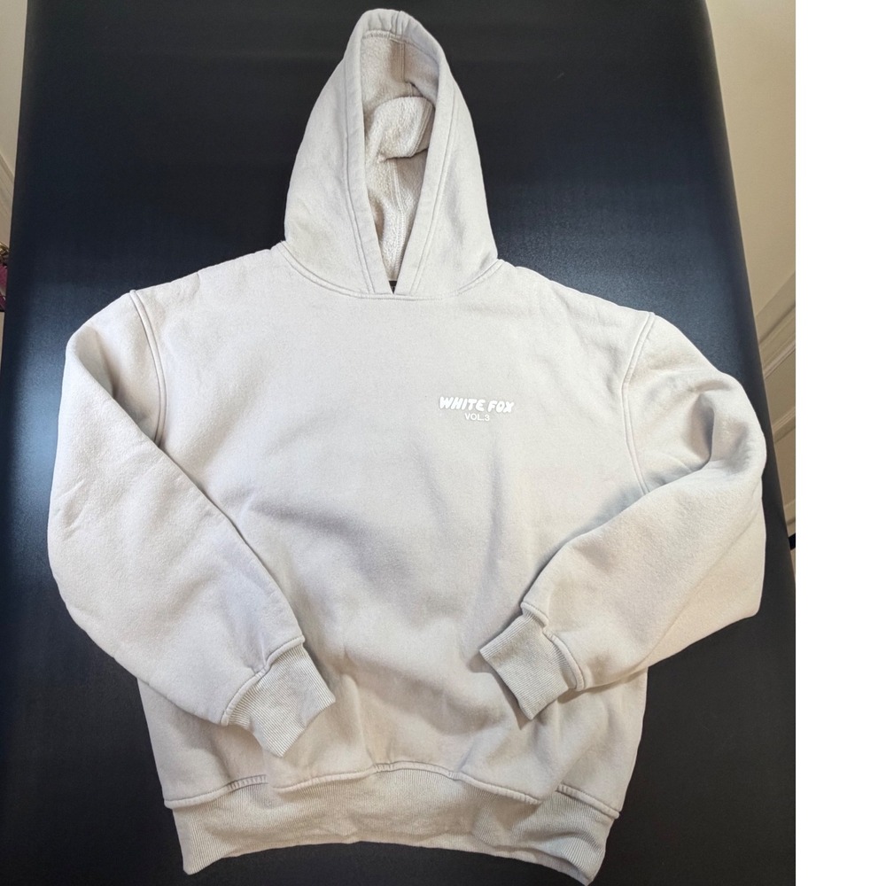 White Fox Vol 3 Oversized Hoodie Grey Puffy Logo Sweatshirt Womens S/M K10